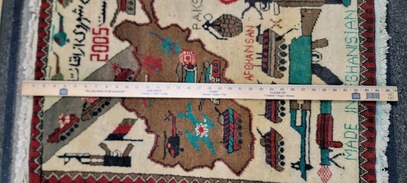 Vintage 2005 Handmade Afghan War Rug 2.4 ft x 2.11 ft gallery