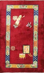Antique Art Deco Rug, Worlds Knowledge 3′ x 5′ #17338