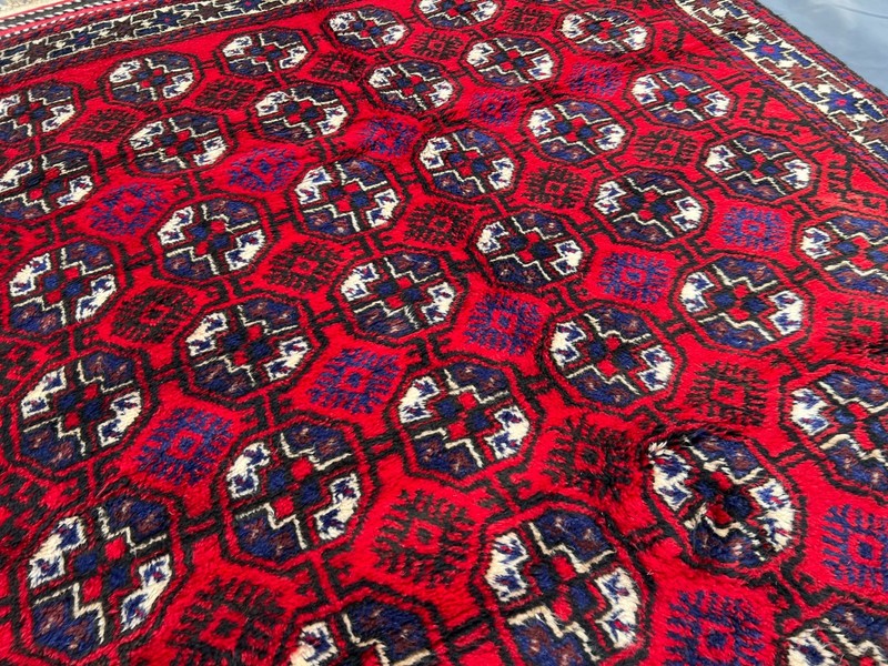 Vintage Afghan Baluchi Rug 5'6 x 9'8 Ft, Hand Knotted Turkmen Ersari Pattern Rug gallery