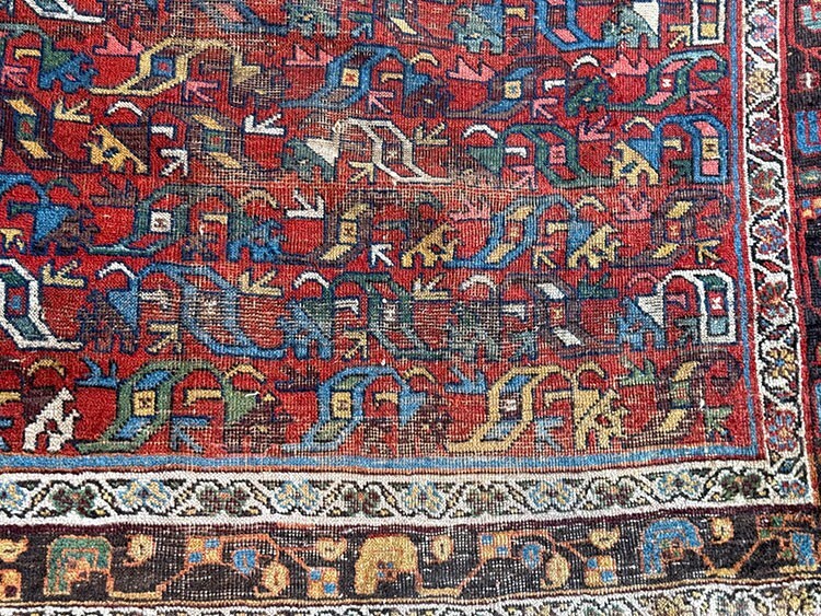 An Antique Decorative Worn Out Genuine Kurd Bidjar Rug gallery