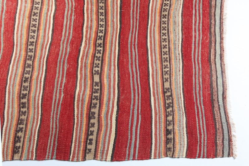 One Of a Kind Decorative Vintage Turkish Handwoven Kilim-Authentic Area Kilim gallery