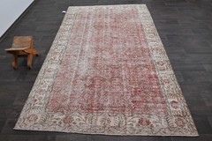 Oushak Turkish Vintage Rug 5×9 Kilim Rug Anatolian Handmade Boho Decor PINK