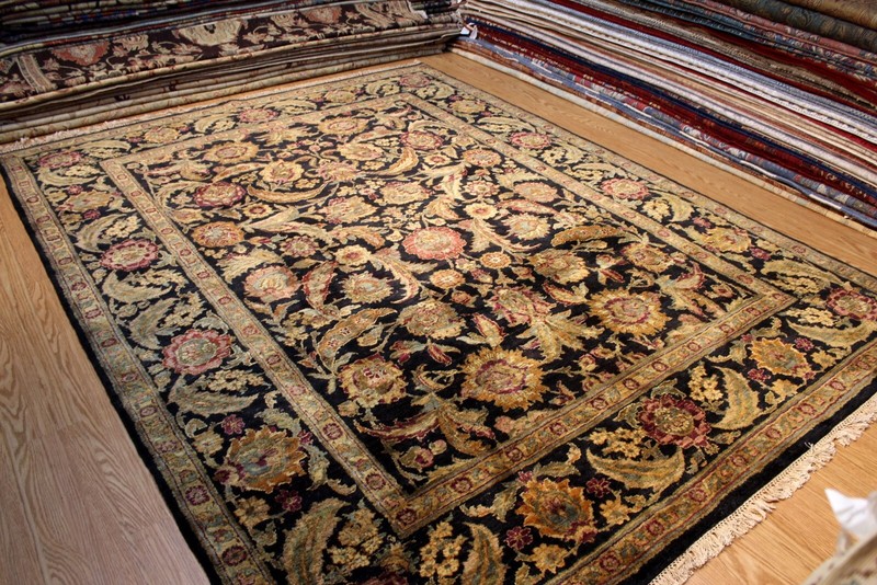 _HAND_MADE_8' x 10' knotted rug black & gold sage green carpet TRADITIONAL *RUG* gallery