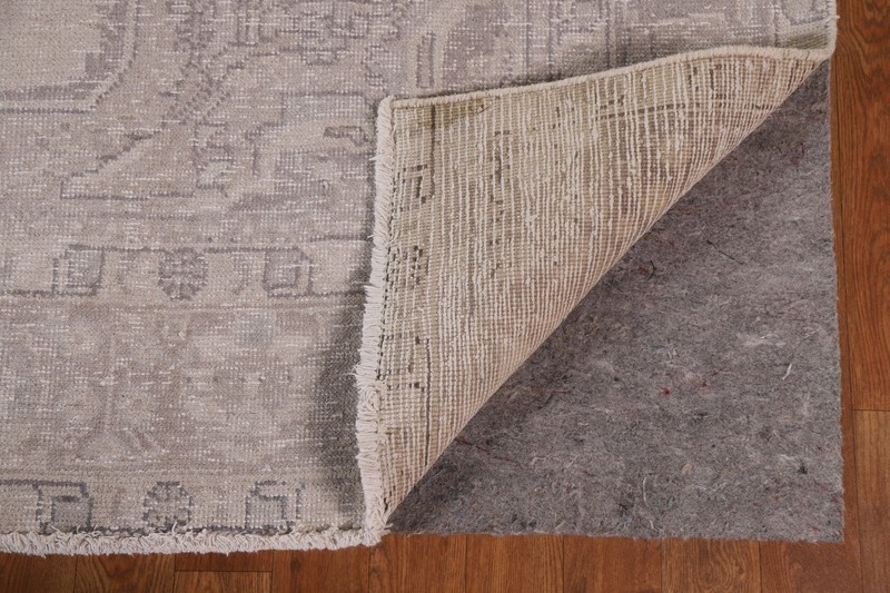 Distressed Muted Area Rug 7x10 Ft Hand-Knotted Beige Distressed Wool Carpet gallery