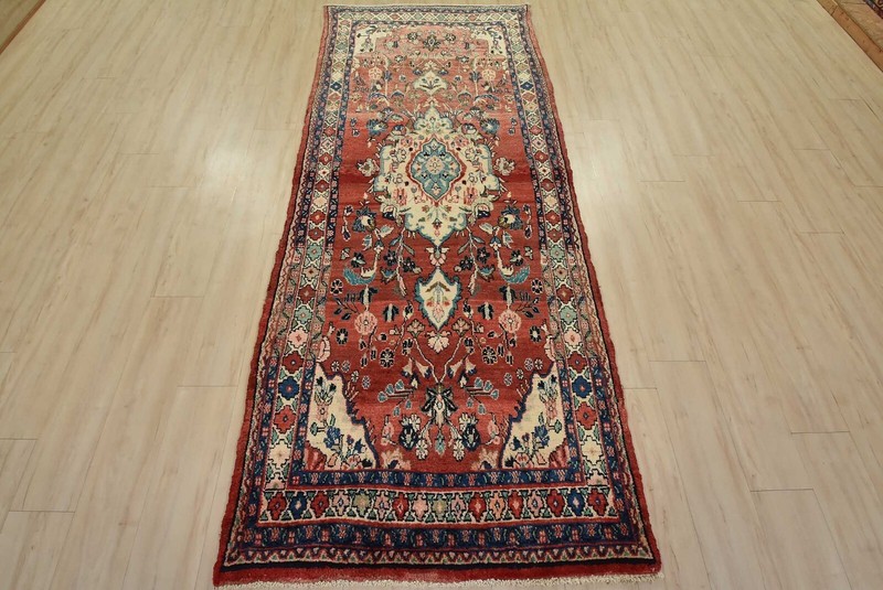 Vintage Tribal Runner 3’9” x 9’4” Red Wool Hand-Knotted Oriental Rug gallery