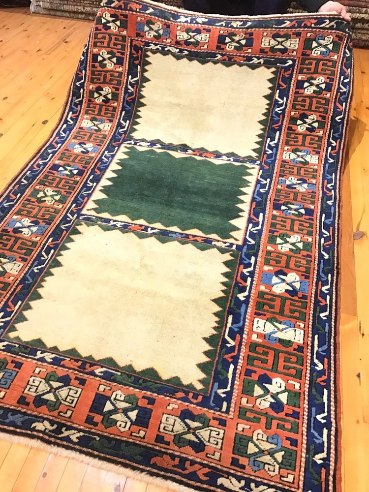Rare Antique 1930-1939s Natural Old Dyes Wool Pile Armenian Rug 5x7ft
