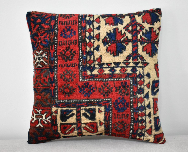 Antique Tribal Pillow Cover Sofa Rug 16'' x 16'' Made Of Antique Cushion Carpet gallery