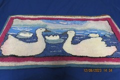 Antique Swan/Geese Hooked Rag Rug