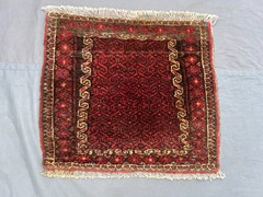 1’6 x 1’8 Antique Afghan Baluchi Hand Knotted Wool Rug Small Tribal Prayer Rug