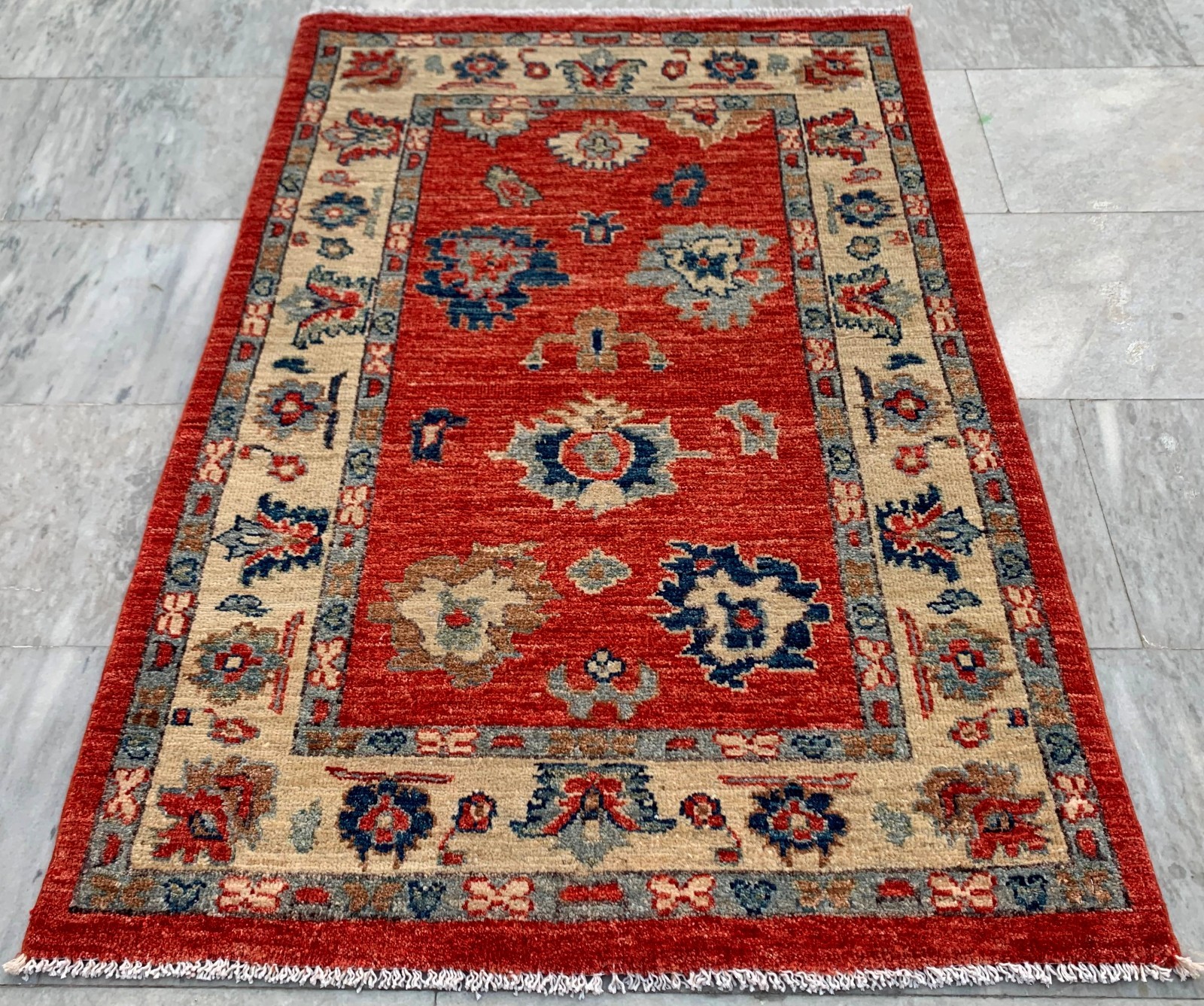 Modern Afghan Rug, Hand-Knotted Chobi Wool, Traditional Area Carpet (3x4 ft.) gallery