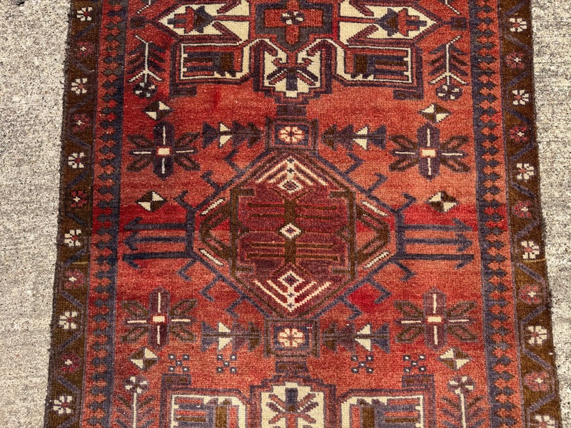 2x9 ANTIQUE CAUCASIAN RUNNER RUG handmade VINTAGE heriz real geometric red 3x9 gallery