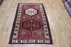 Vintage Heriz Oriental Rug 170x104cm Hand Knotted Wool Carpet Red Geometric