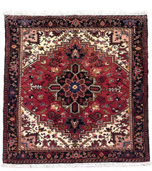 Vintage Heriz Tribal Hand Knotted Wool Oriental Rug 5×6 Geometric Red Area Boho
