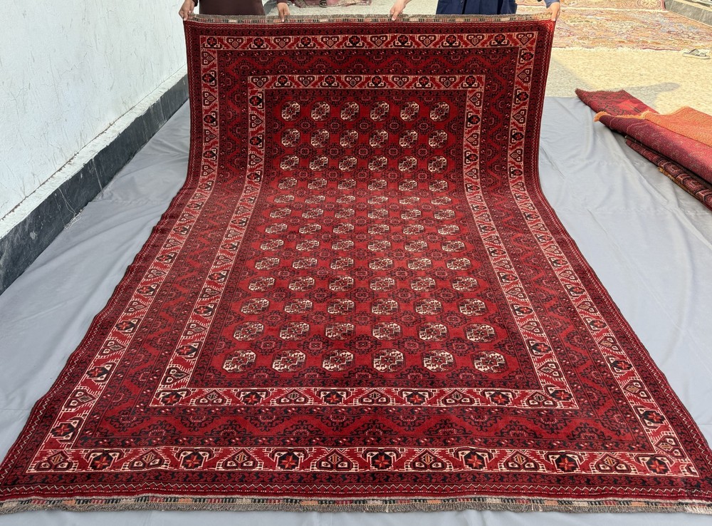 Antique Turkmen Tekke Area Rug 7x10 ft Hand Knotted Persian Style Afghan Carpet
