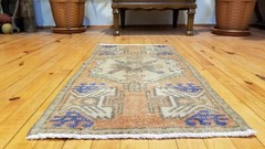 Antique Turkish Distressed Bohemian Tribal Rug 1’5″ × 3″
