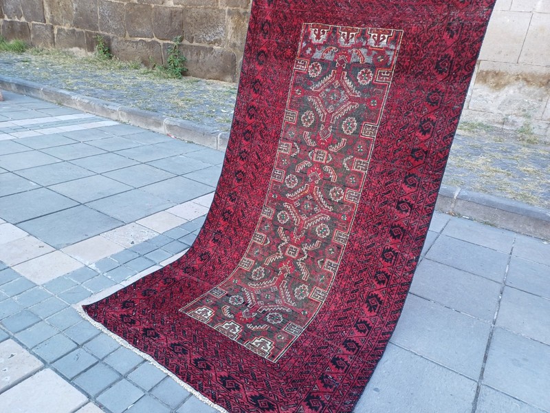 Vintage Ersari rug 3.41 x 6.59 ft Handmade Rug , 104x201 cm Turkoman Wool Rug gallery