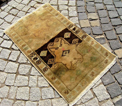 Turkish Rug 23” x 39” Anatolian Muted Dye Oushak Rug Hand Knotted Small Rug