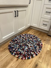 Vintage Multicolor Homemade Sewn Rag Rug Cottage Core, 29.5” X 26,” Great!