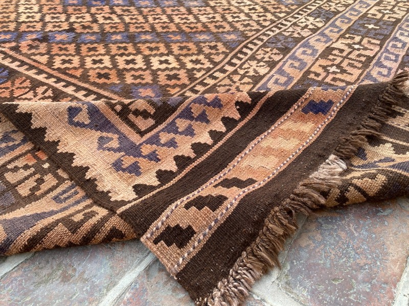 Terracotta Blue 8.2x13.9ft Afghan Kilim Rug Tribal Navajo Style Flatweave rug gallery