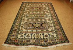 OLD,ANTIQUE CAUCASIAN UNUSUAL SHIRVAN,KAZAK DESIGN CAUCASIAN RUG 5’4″ X 8’6″