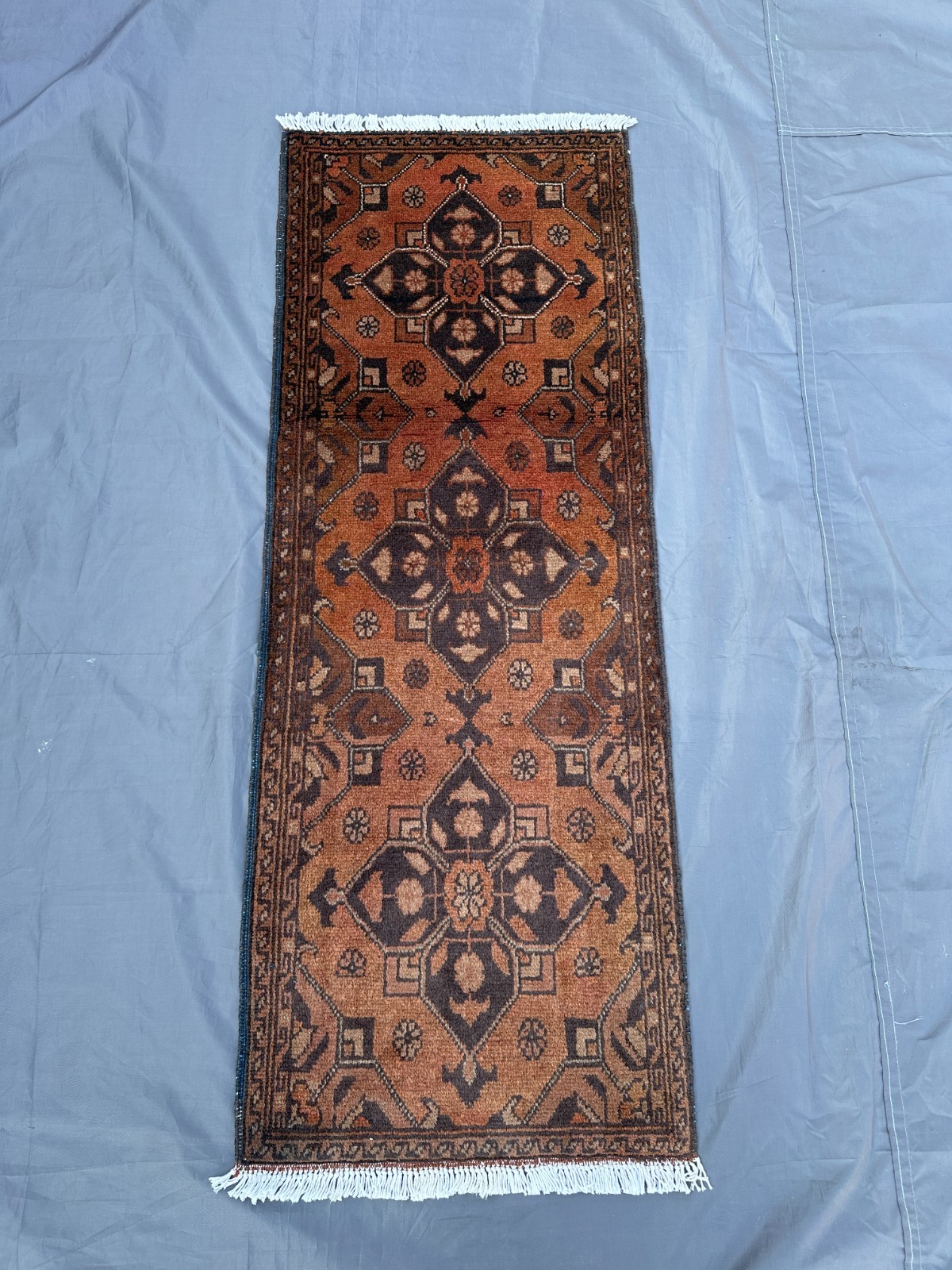 Vintage Turkmen Bukhara Rug 2x5 Soft Wool Runner Handmade Nomadic Laundry Rug gallery