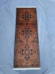 Vintage Turkmen Bukhara Rug 2×5 Soft Wool Runner Handmade Nomadic Laundry Rug
