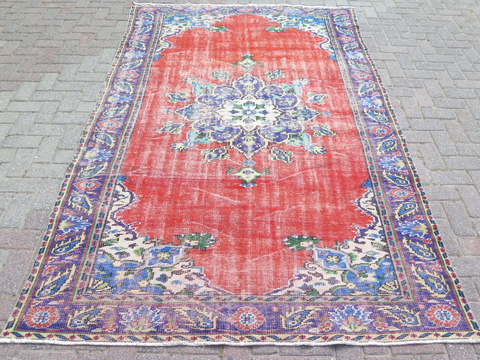 Vintage Rug, Anatolia Carpet, Distressed Rug, Floor Carpet Handmade Rug 68"x104" gallery