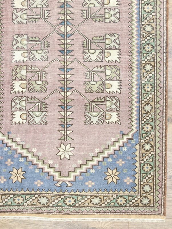 3'3''x5'11'' Vintage Soft Pink Blue Oushak Small Rug,Antique Turkish Ushak Rug gallery