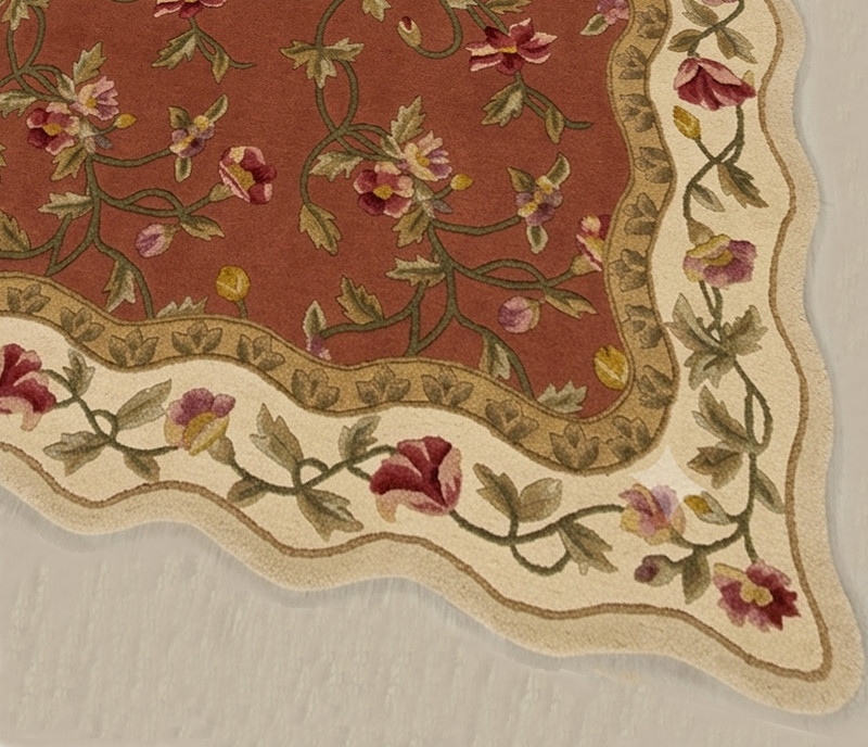 terracotta rug floral carpet French Aubusson area rug antique style rug gallery