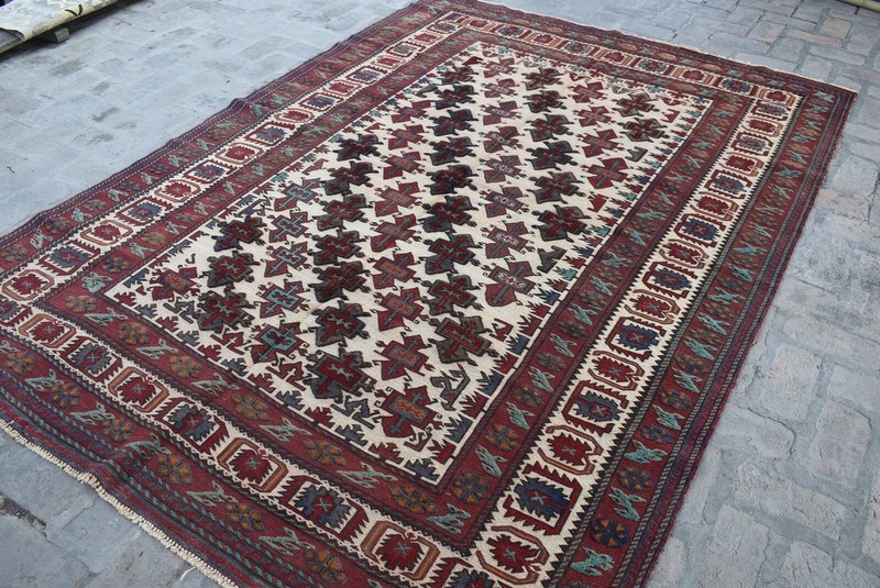 6'4 x 9'1 Best handmade vintage afghan tribal berjesta area rug, 100% wool rug gallery
