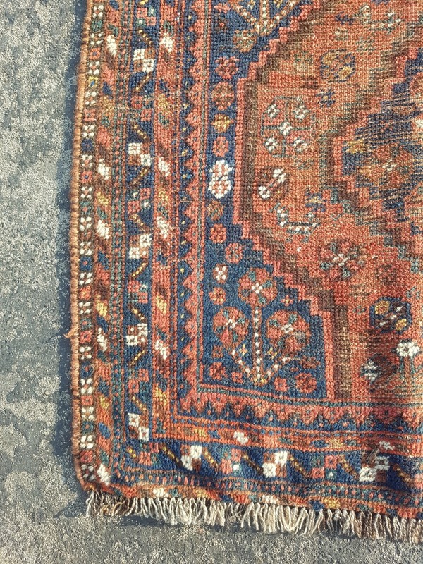Vintage Hand Made Traditional Rug Oriental Wool Multicolor Carpet 100x92 cm gallery