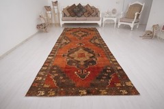 Antique Turkish Runner Rug 5×13 Vintage Neutral Handmade Old Oushak Carpet 837