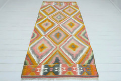 Anatolia Wool Rug, Handmade Floor Carpet Orange Color Carpet Large Kelim 47″x97″