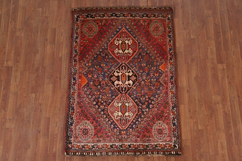 Vegetable Dye Wool Accent Rug 4x5 Nomadic Hand-knotted Home Decor Tribal Carpet gallery
