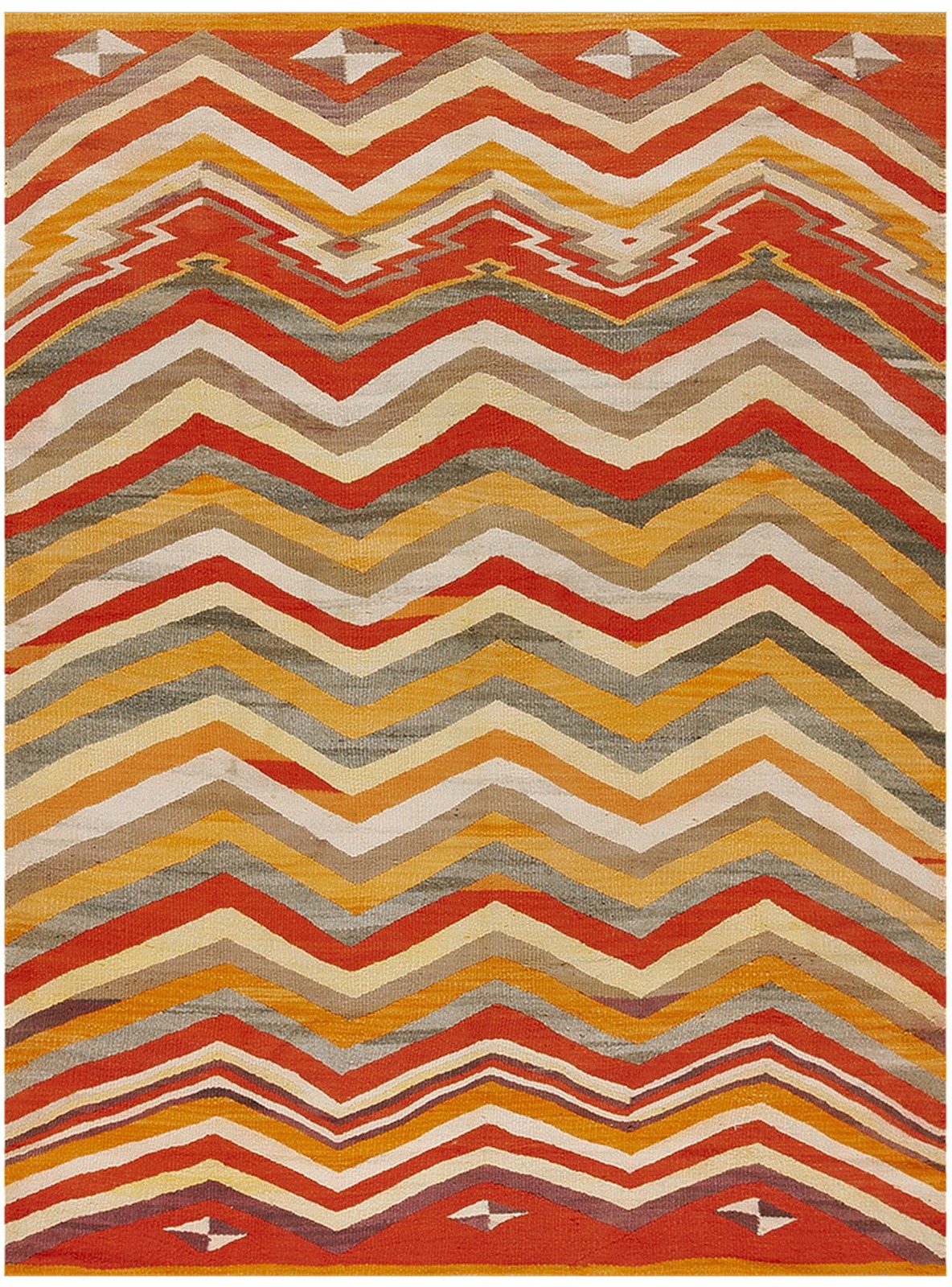 5'x7' Bright Color Chevron Design Antique 1880s Native American Navajo Rug gallery