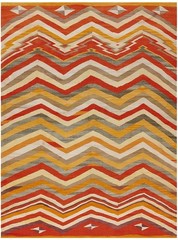 5’x7′ Bright Color Chevron Design Antique 1880s Native American Navajo Rug