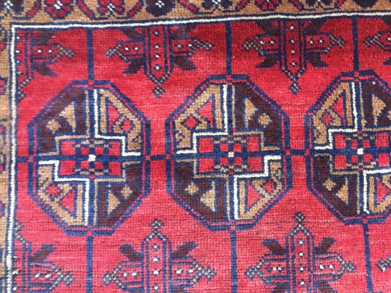 Vintage Afghan Rug: Hand-Knotted Wool, Felpa Design Area Rug 3x6 ft Free Ship gallery