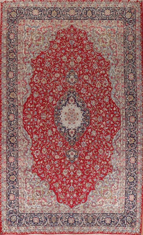 Vintage Vegetable Dye Red Kirman Large Rug 11x16 Wool Hand-knotted Carpet