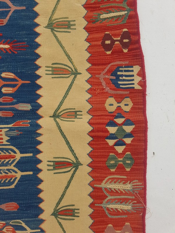 Distressed Vintage Traditional Handmade Oriental Wool Blue Kilim 5.6x3.9ft gallery
