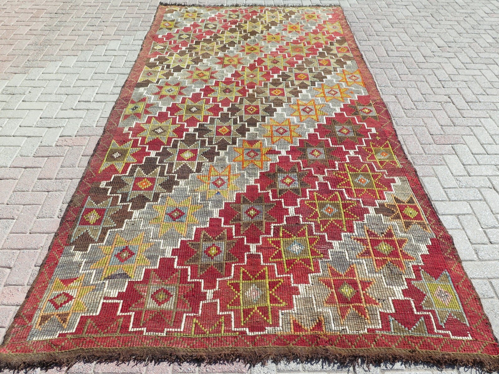 Turkish Kilim Wool Rug, Area Rugs, Handmade Floor Carpet, Large Teppich 75"X144" gallery