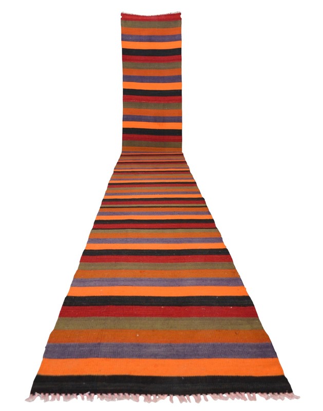 Striped Runner Rug Stair Tread Hand MADE Extra Long Kilim Rug - 2.4 x 18.10 Ft gallery