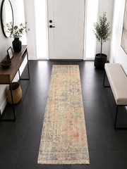 Red Antique Oriental Handmade Runner, 2.6x9ft, Red Faded Entryway Runner Rug