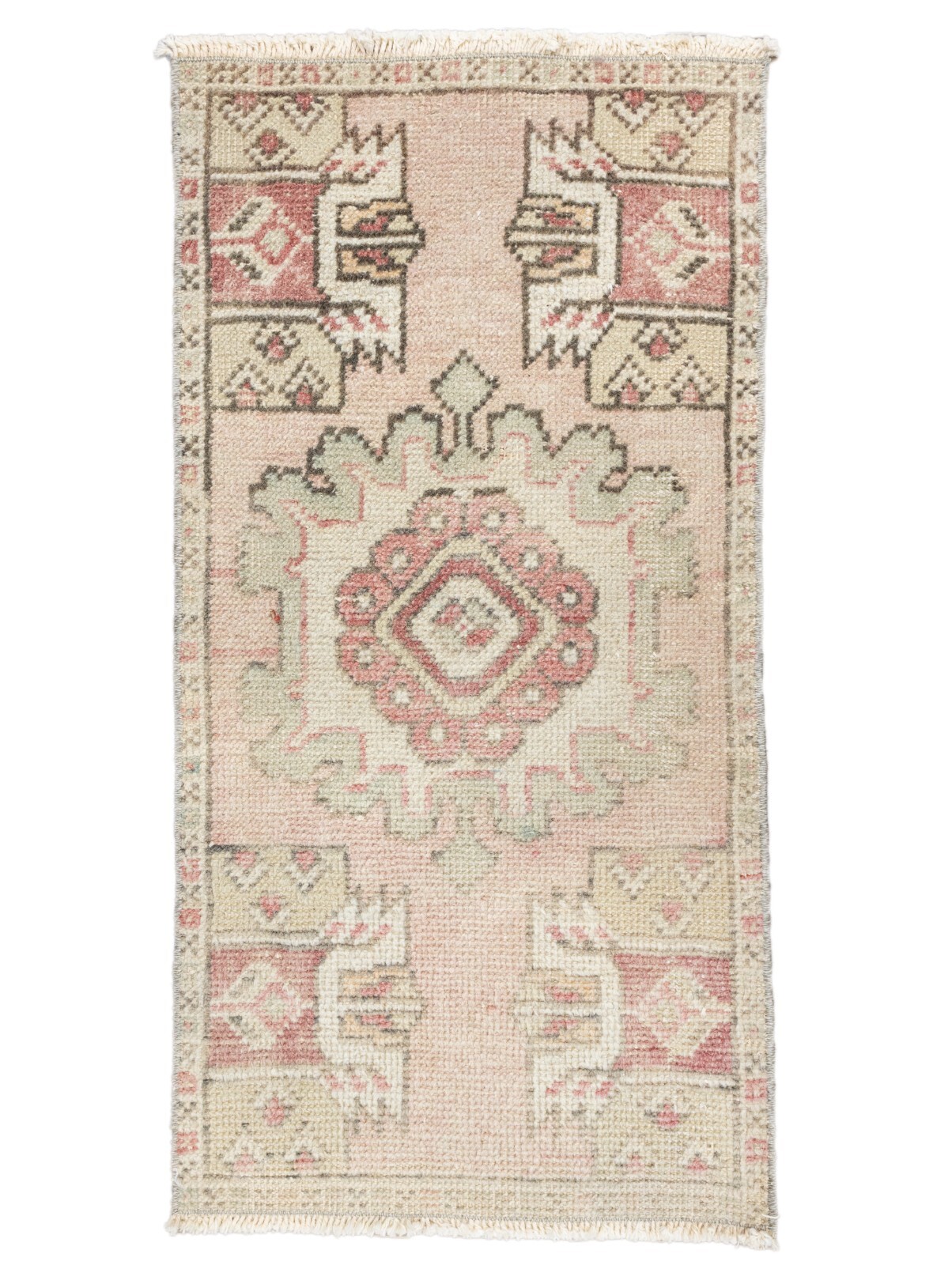 Bath Rug Runner, Bathroom Rug, Vintage Oushak Turkish Rug, Door Mat, 1'5''x2'8'' gallery
