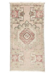 Bath Rug Runner, Bathroom Rug, Vintage Oushak Turkish Rug, Door Mat, 1’5”x2’8”