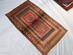 2’10 x 4’10 Ft Vintage Afghan Hand Knotted Rug Red Geometric Tribal Wool Carpet