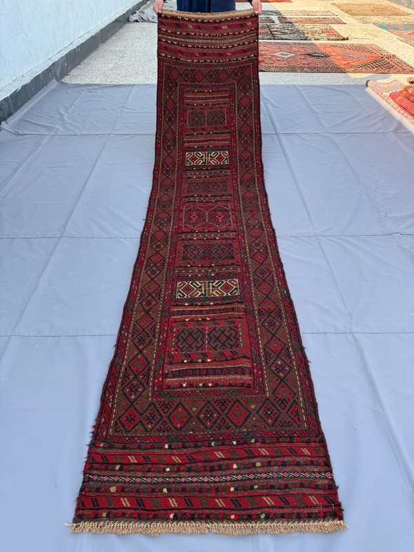 Fine Vintage Afghan Runner Rug 2x10 Hand Woven Wool Persian Style Hallway Carpet gallery