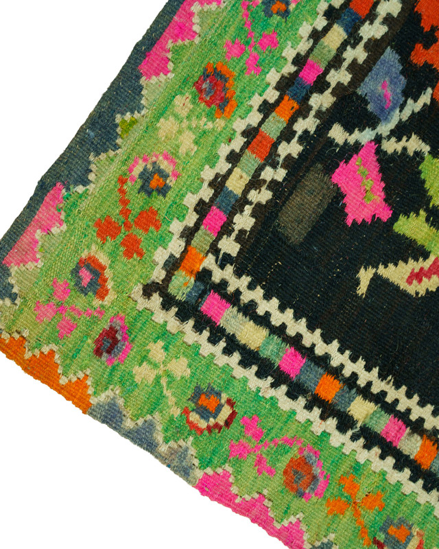 Antique Romanian Bessarabian Kilim Rug Handwoven Wool Floral Medallion 1930s gallery