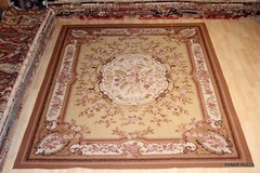 CHAIN STITCH RUG 8×10′ hand woven soft color French Victorian design