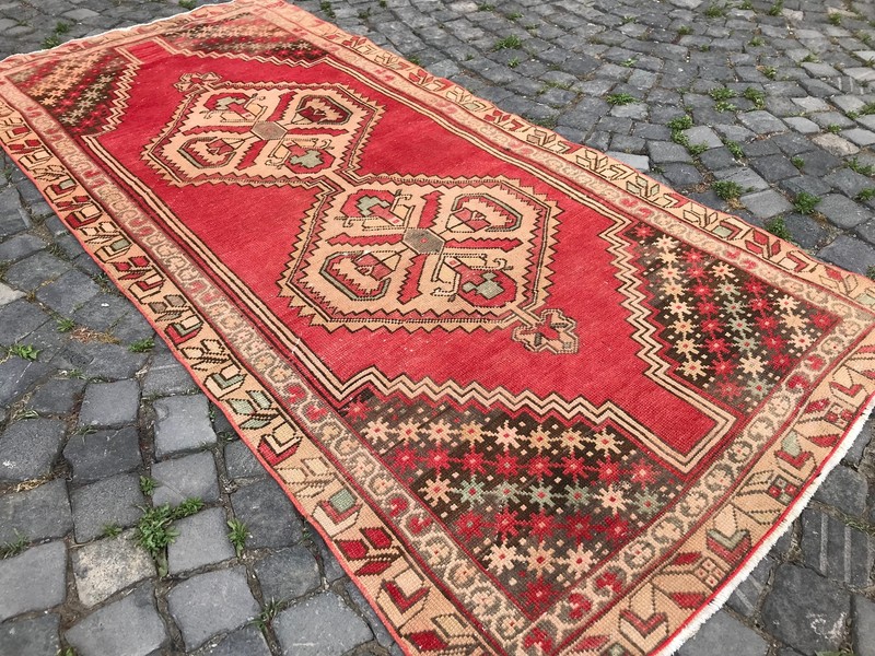 Turkish Antique rug Bohemian Area rug Oushak rug Vintage Rug Handmade Wool rug gallery