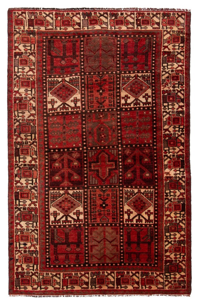 Vintage 4'11" x 7'7" Traditional Hand Knotted Vegetable Dye Wool Area Rug